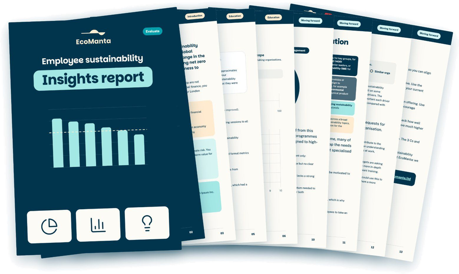 Pages of an employee sustainability insights report